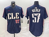 Men's Cleveland Guardians #22 Shane Bieber Number Navy 2024 City Connect Limited Stitched Jerseys,baseball caps,new era cap wholesale,wholesale hats